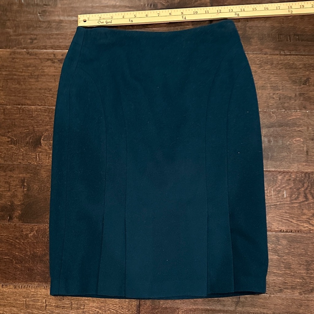 LOFT Deep Green Pencil Wool Skirt